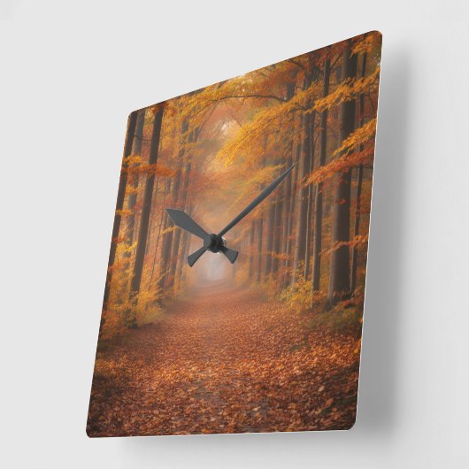 Autumn Forest Wall Clock - Cosy Nature Design Quadratische Wanduhr (Winkel)