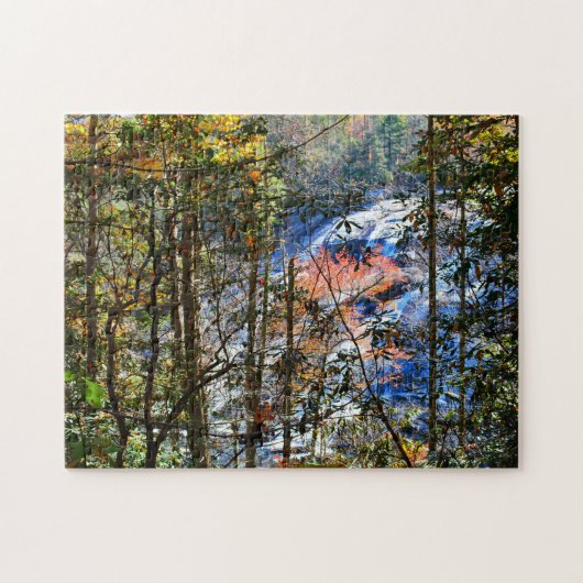 Autumn Forest Waterfall NC Fotografie Puzzle (Horizontal)