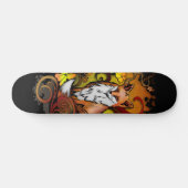Autumn Fox Black Background Illustration Skateboard (Horizontal)