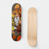 Autumn Fox Dark Grey Leaves Illustration Skateboard (Vorderseite)