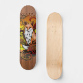 Autumn Fox Dark Wood Grain Illustration Skateboard (Vorderseite)