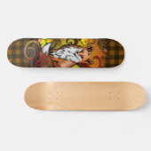 Autumn Fox Dark Yellow Plaid Illustration Skateboard (Horizontal)
