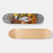 Autumn Fox Grey Wood Slats Illustration Skateboard (Horizontal)