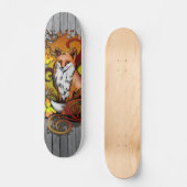 Autumn Fox Grey Wood Slats Illustration Skateboard (Vorderseite)