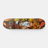 Autumn Fox Leaves and Berries Illustration Skateboard (Horizontal)