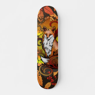 Autumn Fox Leaves and Berries Illustration Skateboard