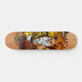 Autumn Fox Light Ash Wood Nature Illustration Skateboard (Horizontal)