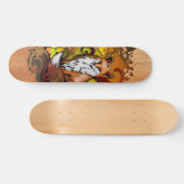 Autumn Fox Light Ash Wood Nature Illustration Skateboard (Horizontal)