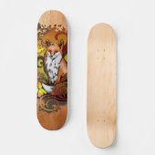 Autumn Fox Light Ash Wood Nature Illustration Skateboard (Vorderseite)