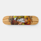 Autumn Fox Light Wood Nature Illustration Skateboard (Horizontal)