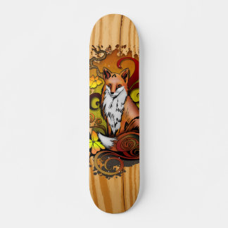 Autumn Fox Light Wood Nature Illustration Skateboard
