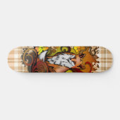 Autumn Fox Plaid Nature Illustration Skateboard (Horizontal)