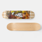 Autumn Fox Plaid Nature Illustration Skateboard (Horizontal)