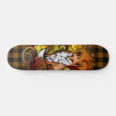 Autumn Fox Plaid Woodland Illustration Skateboard (Horizontal)