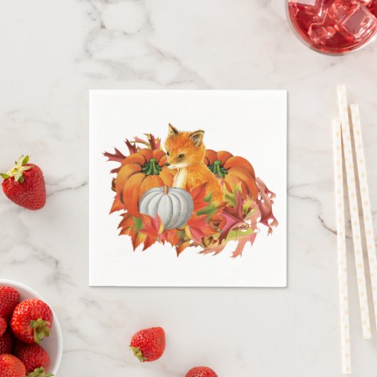 Autumn Fox Pumpkins Paper Napkins Serviette (Beispiel)