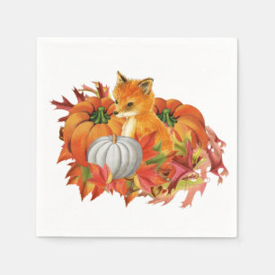 Autumn Fox Pumpkins Paper Napkins Serviette