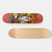 Autumn Fox Red Wood Grain Illustration Skateboard (Horizontal)