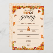 Autumn Friendsgiving Invitation Card Einladung (Vorne/Hinten)