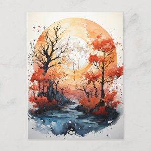 Autumn Full Moon Postcard Postkarte