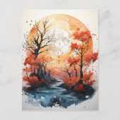 Autumn Full Moon Postcard Postkarte (Vorderseite)