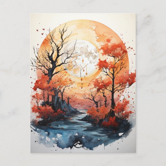 Autumn Full Moon Postcard Postkarte (Vorderseite)