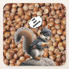 Autumn Funny Squirrel Bandit Paper Untersetzer