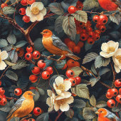 Autumn Garden Curtain Birds Flowers for Their Bath Duschvorhang