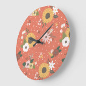 Autumn Garden Pattern Große Wanduhr (Winkel)