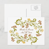 Autumn Garland Save the Date Postcard Ankündigungspostkarte (Vorne/Hinten)