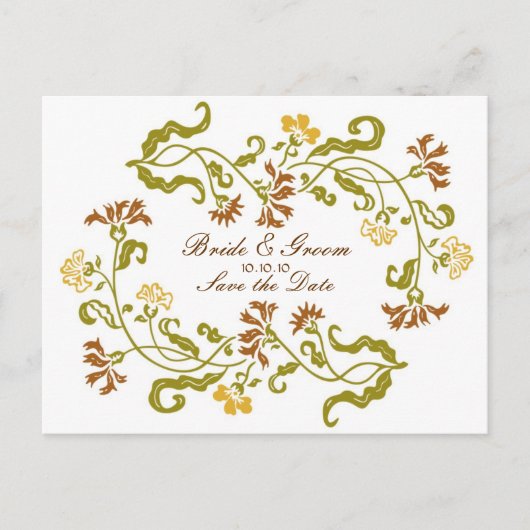 Autumn Garland Save the Date Postcard Ankündigungspostkarte (Vorderseite)