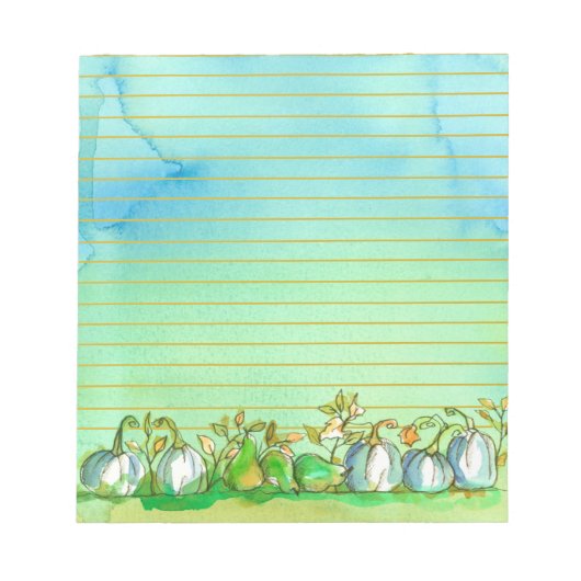 Autumn Ghost Pumpkins Watercolor Lined Notizblock (Vorderseite)