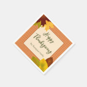 Autumn Gingham Erntedank Cocktail Napkin Serviette (Ecke)