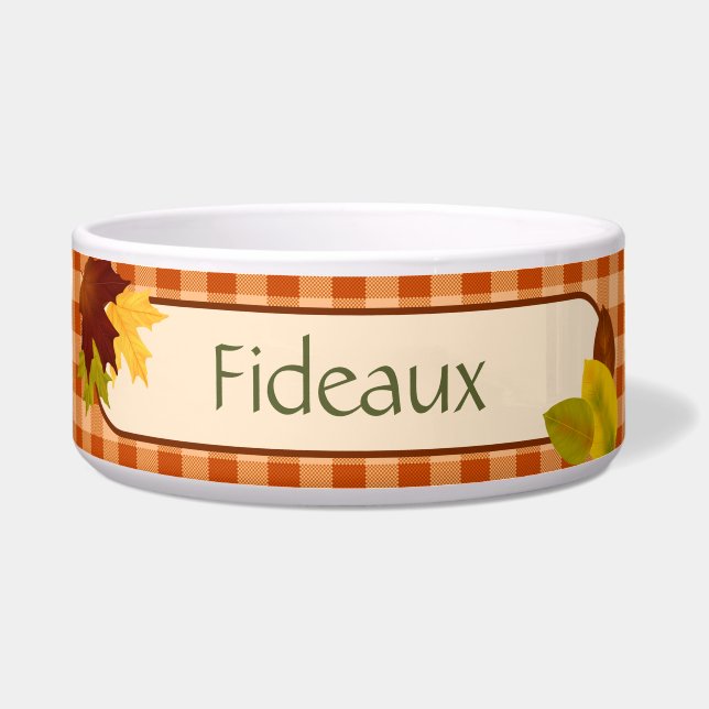 Autumn Gingham Erntedank Dog Bowl Napf (Vorderseite)