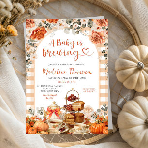 Autumn Gingham Pumpkin Baby Shower Tee Party Einladung