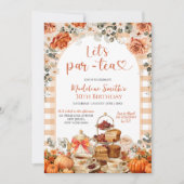 Autumn Gingham Pumpkin Let's ParTea Birthday Party Einladung (Vorderseite)