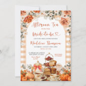 Autumn Gingham Pumpkin Tea Party Brautparty Einladung (Vorderseite)