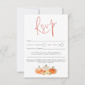 Autumn Glittery Pumpkins Florals Script QR Code RSVP Karte (Vorderseite)