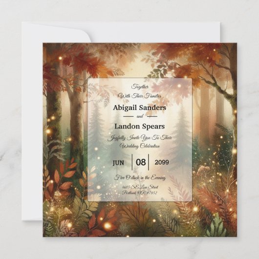 Autumn Glow in the Enchanted Forest Wedding Einladung (Vorderseite)