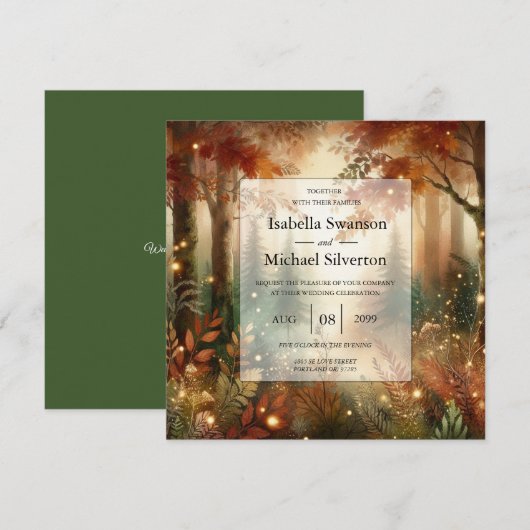 Autumn Glow in the Enchanted Forest Wedding Einladung (Vorne/Hinten)