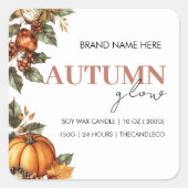 Autumn Glow Pumpkin & Blätter | Gemütlicher Fall Quadratischer Aufkleber (Vorderseite)
