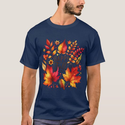 Autumn Glow Watercolor Pumpkins Leaves FallThemed T-Shirt (Vorderseite)