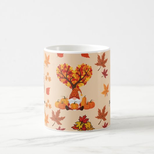 Autumn Gnome Pumpkin Fall Art Print Kaffeetasse (Mittel)