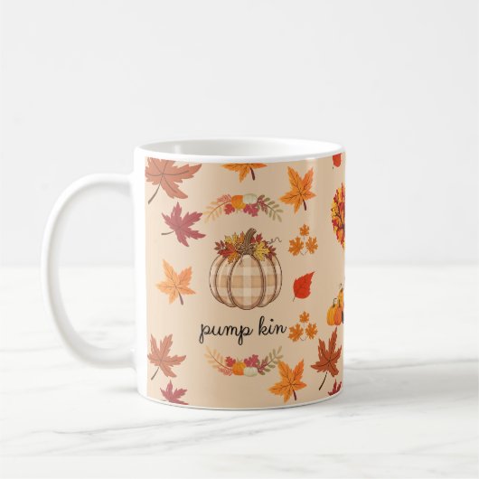 Autumn Gnome Pumpkin Fall Art Print Kaffeetasse (Links)