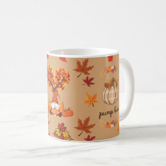 Autumn Gnome Pumpkin Fall Art Print Kaffeetasse (VorderseiteRechts)