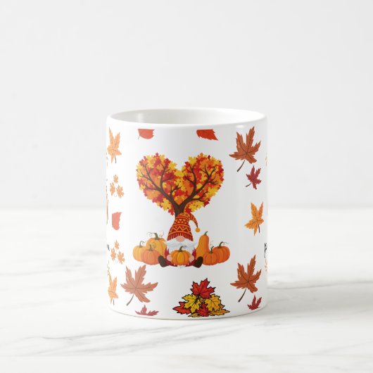 Autumn Gnome Pumpkin Fall Art Print Kaffeetasse (Mittel)