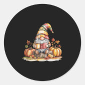 Autumn Gnome Reading Book With Pumpkins Fall Tank Runder Aufkleber (Vorderseite)