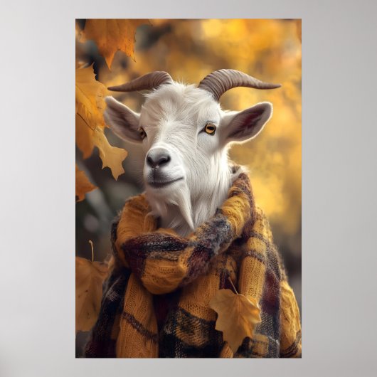 Autumn Goat Art Print, Rustic Fall Poster (Vorne)