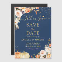 Autumn Gold Floral Pumpkin Save the Date Magnet