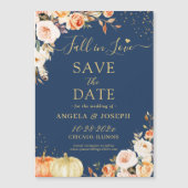 Autumn Gold Floral Pumpkin Save the Date Magnet (Vorderseite)