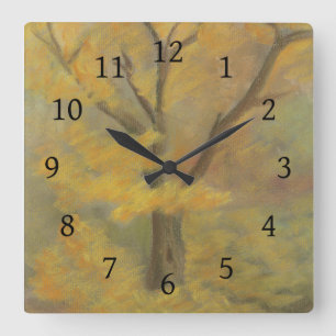 Autumn Gold Quadratische Wanduhr